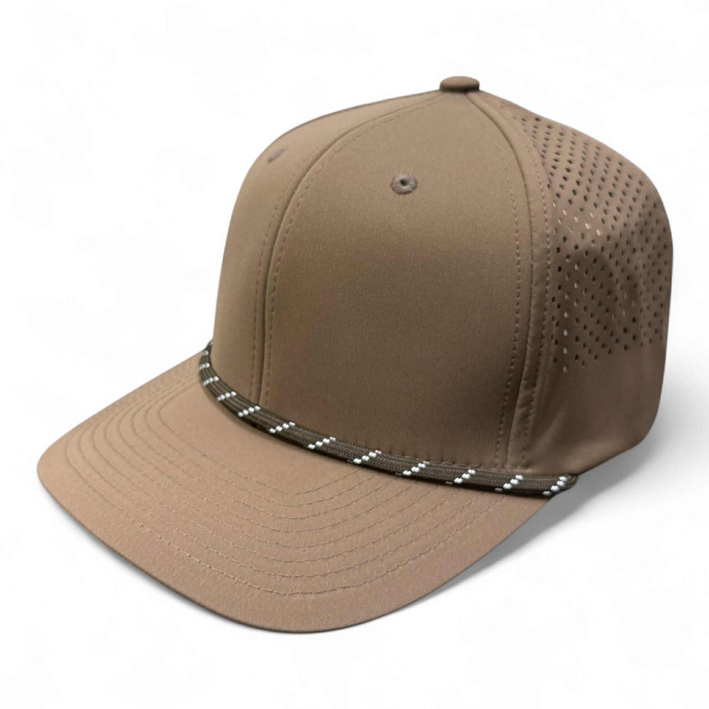 PB301 Cambridge 6 Panel Perforated Snapback (Brown)