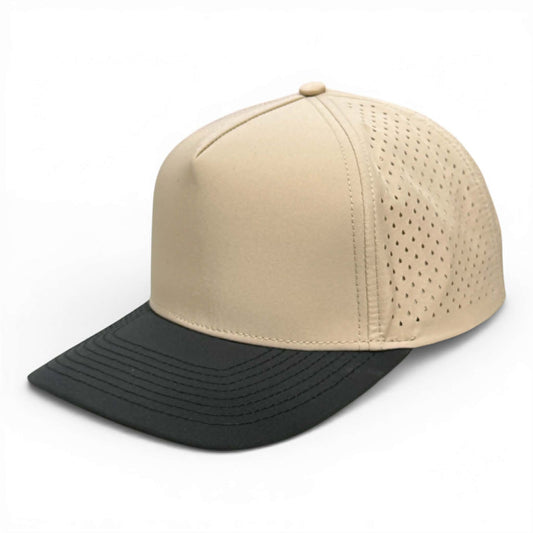 NO LABLE 5 PANEL SNAPBACK - KHAKI/BLACK