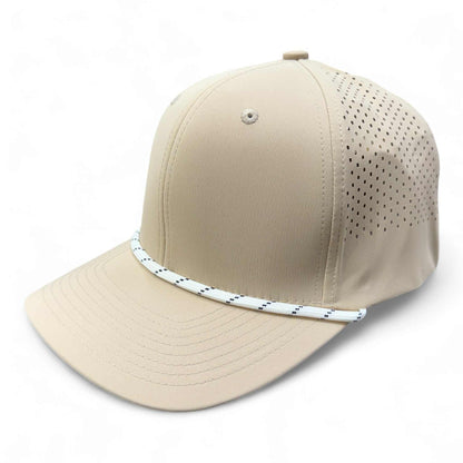 PB301 Cambridge 6 Panel Perforated Snapback (Light Tan)