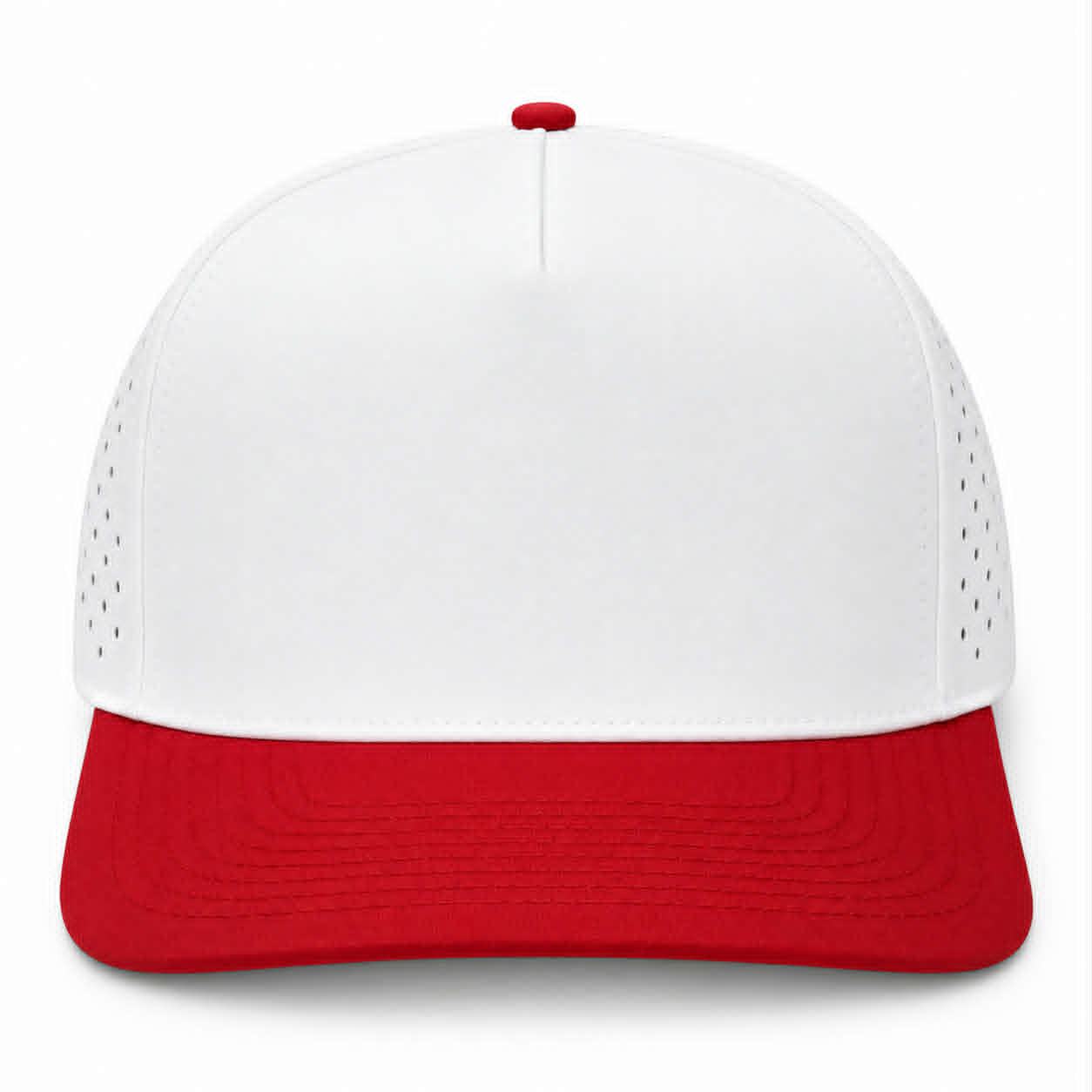 NO LABLE 5 PANEL SNAPBACK - WHITE/RED
