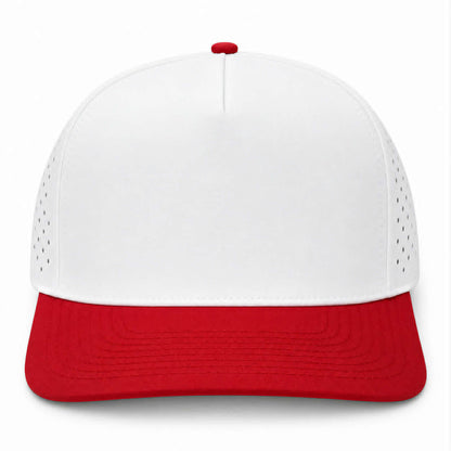 NO LABLE 5 PANEL SNAPBACK - WHITE/RED