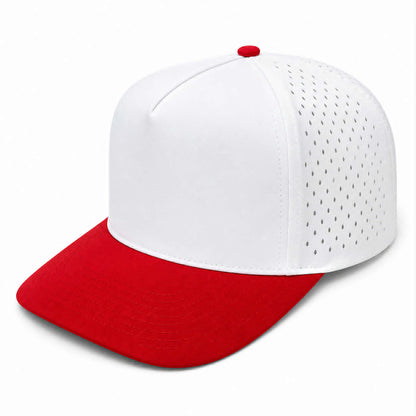 NO LABLE 5 PANEL SNAPBACK - WHITE/RED