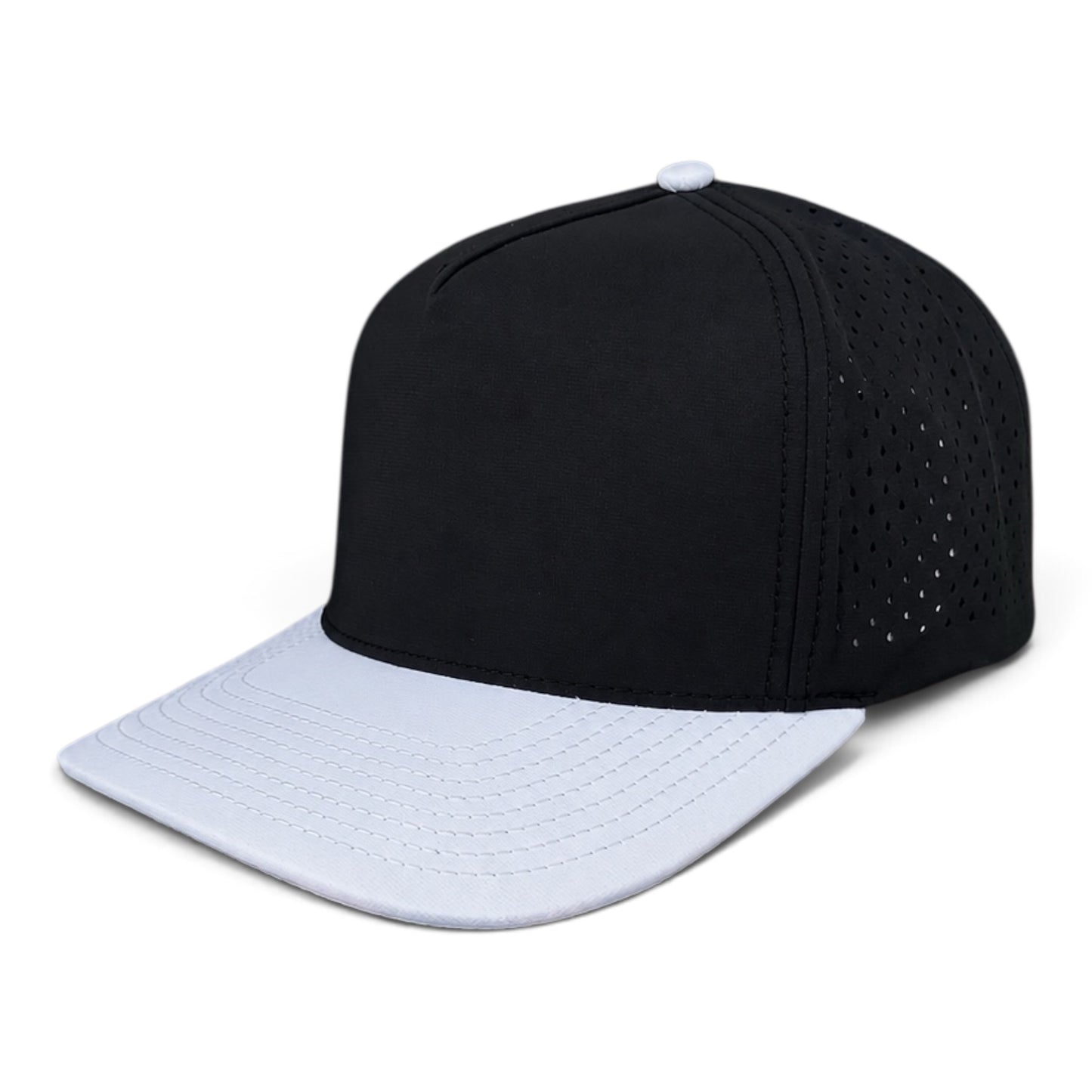 NO LABEL 5 PANEL SNAPBACK - BLACK/WHITE