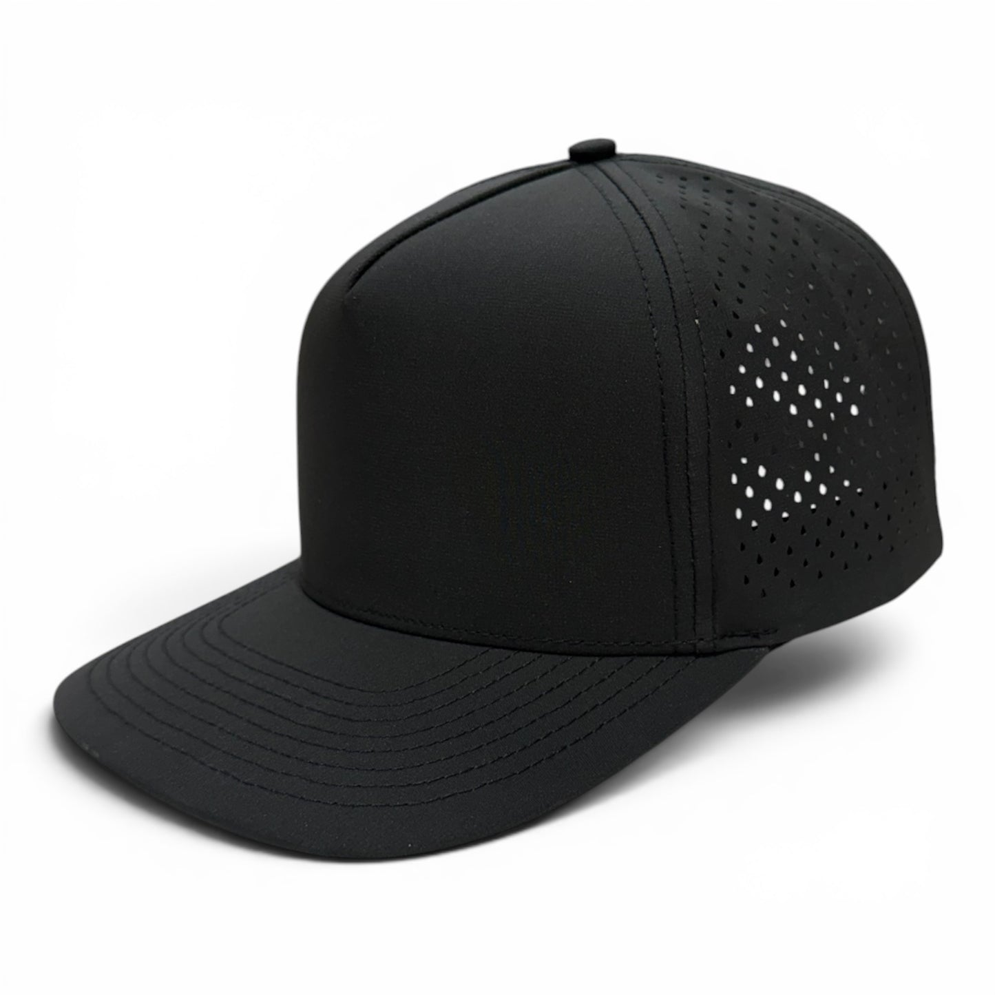 NO LABLE 5 PANEL SNAPBACK - BLACK