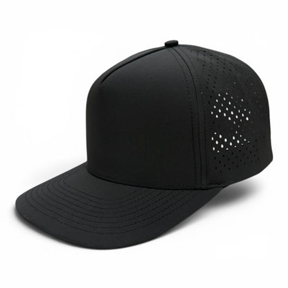 NO LABLE 5 PANEL SNAPBACK - BLACK