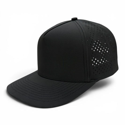 NO LABLE 5 PANEL SNAPBACK - BLACK