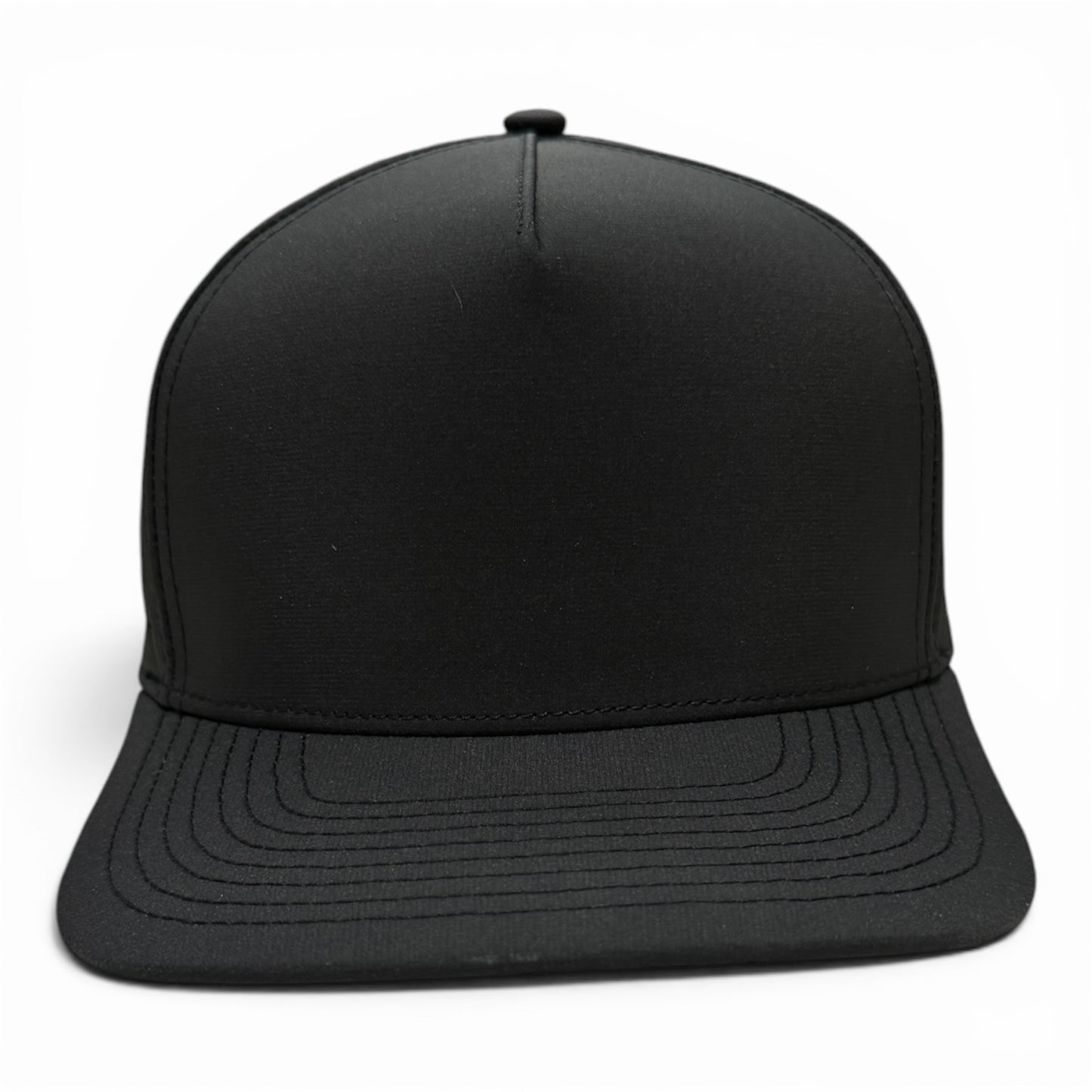 NO LABLE 5 PANEL SNAPBACK - BLACK
