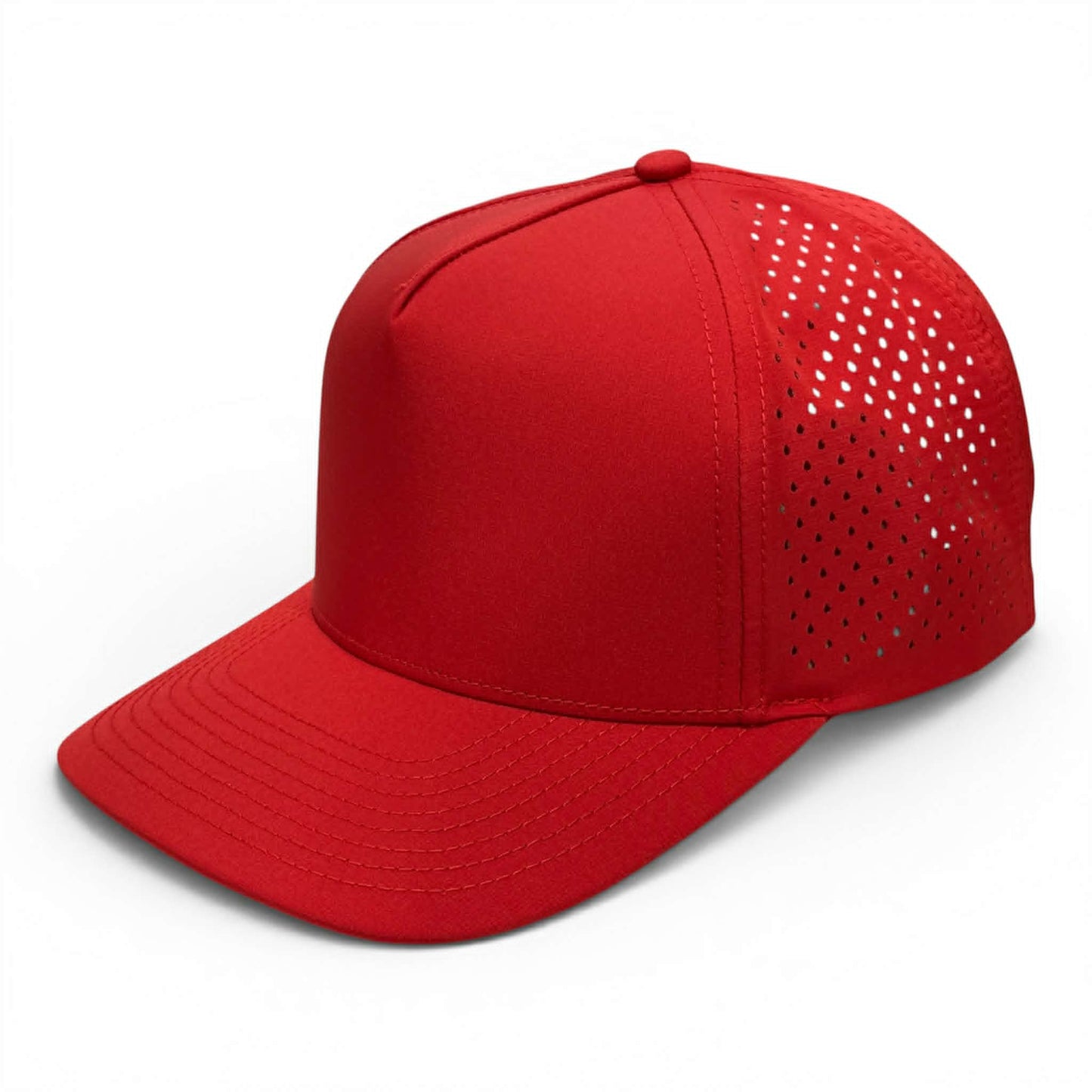 NO LABLE 5 PANEL SNAPBACK - RED