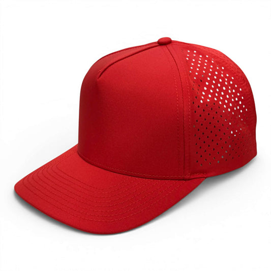 NO LABLE 5 PANEL SNAPBACK - RED