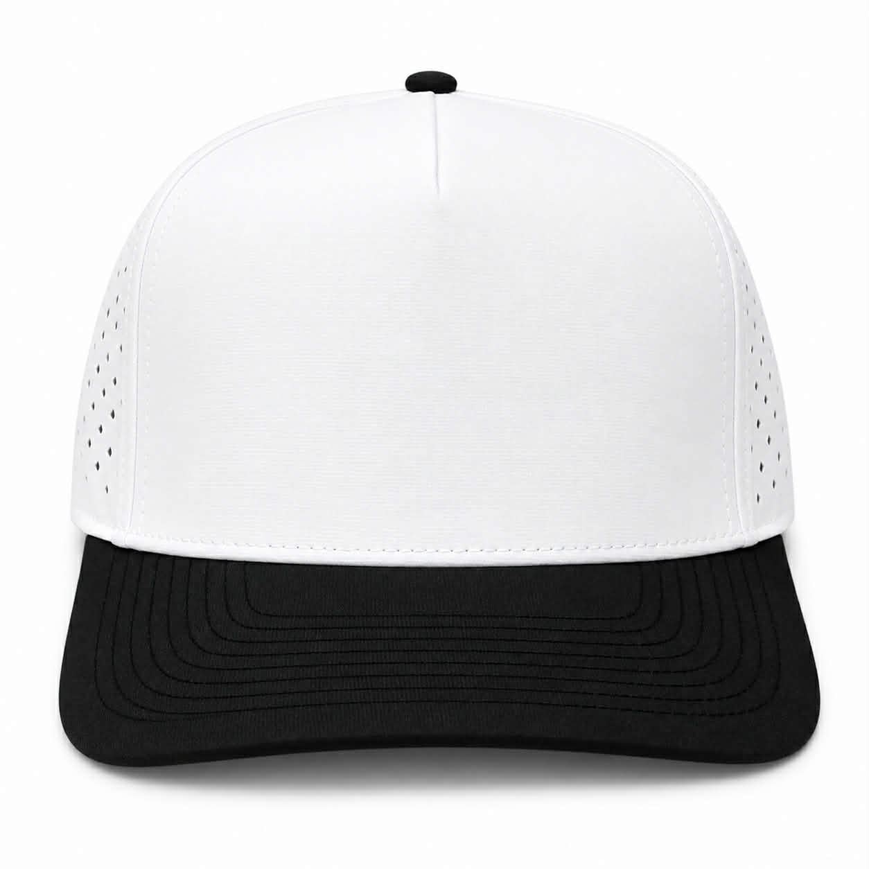 NO LABLE 5 PANEL SNAPBACK - WHITE/BLACK