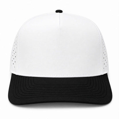 NO LABLE 5 PANEL SNAPBACK - WHITE/BLACK