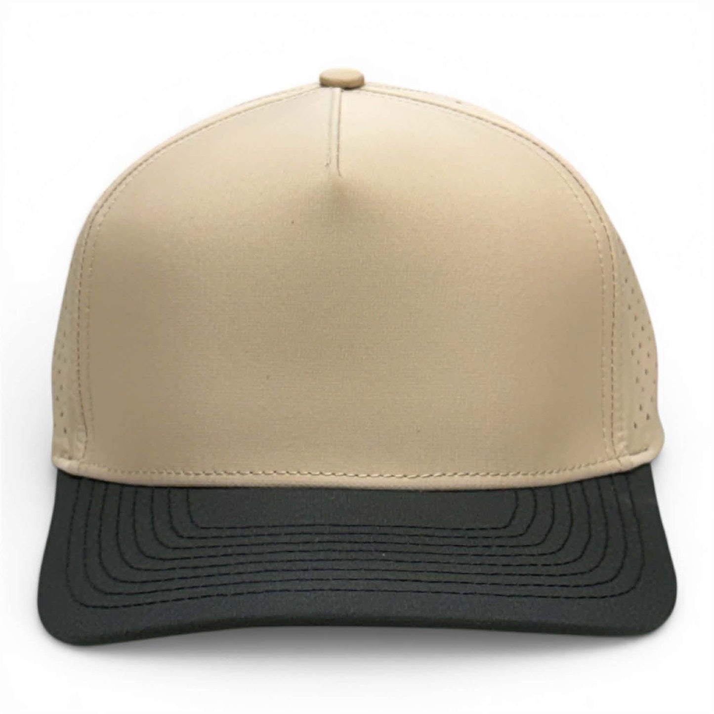 NO LABLE 5 PANEL SNAPBACK - KHAKI/BLACK